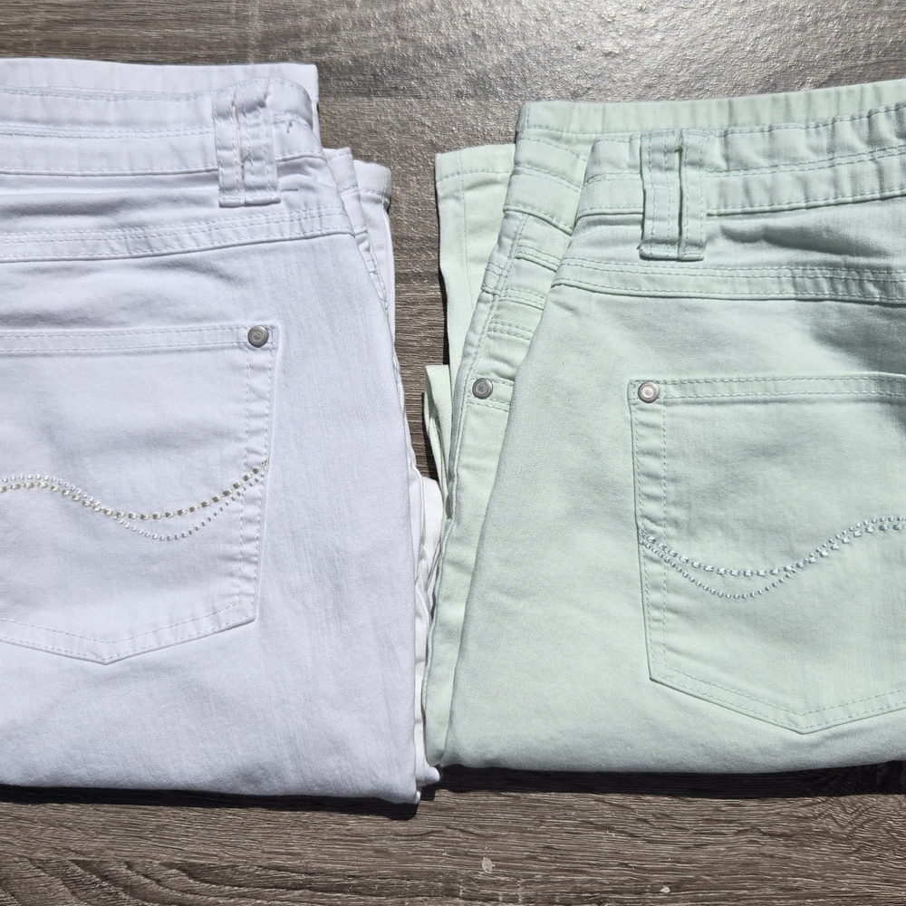 BEXLEYS Women's White and Mint Jeans